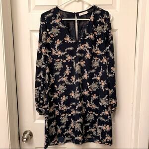 Lush dark floral long sleeve shift dress